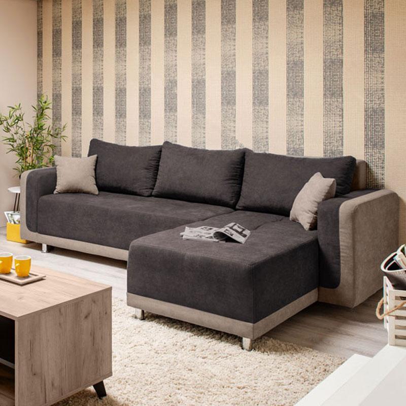 ΓΩΝΙΑΚΟΣ ΚΑΝΑΠΕΣ PRESTON ΚΑΦΕ-ΜΠΕΖ 263x167x83εκ