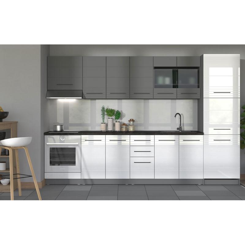 ΣΤΟΙΧΕΙΟ ΚΟΥΖΙΝΑΣ PETRA BD60 ΓΚΡΙ ΓΡΑΦΙΤΗΣ-ΛΕΥΚΟ HIGH GLOSS FOIL-ΓΚΡΙ MAT FOIL 60x56x214εκ