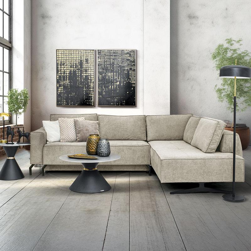 ΓΩΝΙΑΚΟΣ ΚΑΝΑΠΕΣ Fylliana Madrid ΚΑΦΕ ΧΡΩΜΑ 290x210x90εκ