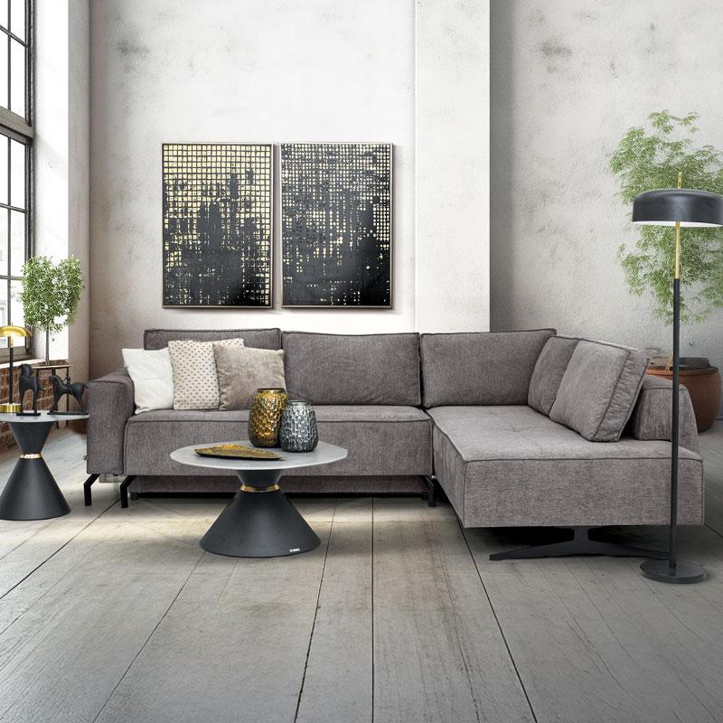 ΓΩΝΙΑΚΟΣ ΚΑΝΑΠΕΣ Fylliana Madrid ΓΚΡΙ ΧΡΩΜΑ 290x210x110εκ