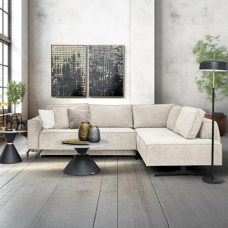 ΓΩΝΙΑΚΟΣ ΚΑΝΑΠΕΣ Fylliana Madrid ΜΠΕΖ ΧΡΩΜΑ 290x210x90εκ