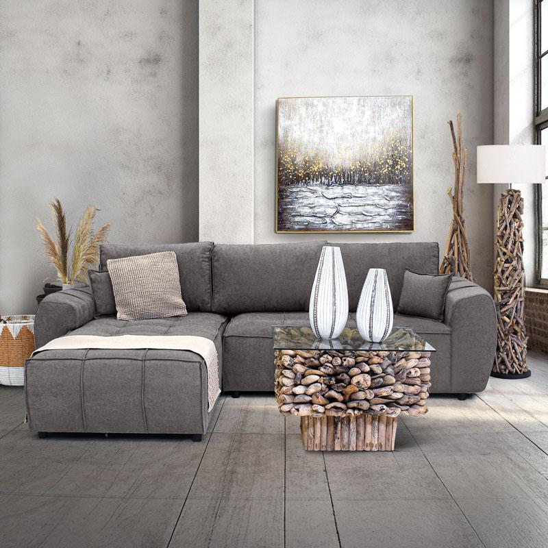 ΓΩΝΙΑΚΟΣ ΚΑΝΑΠΕΣ Fylliana Atlanta ΓΚΡΙ ΧΡΩΜΑ 265x190x95εκ