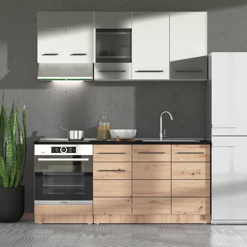 ΣΥΝΘΕΣΗ ΚΟΥΖΙΝΑΣ SAVONA 180 ARTISAN OAK/ΛΕΥΚΟ 180x57x200εκ