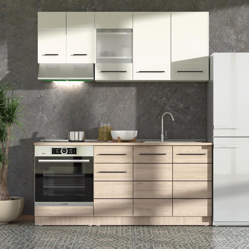 ΣΥΝΘΕΣΗ ΚΟΥΖΙΝΑΣ SAVONA 180 GREY OAK/ΛΕΥΚΟ 180x57x200εκ