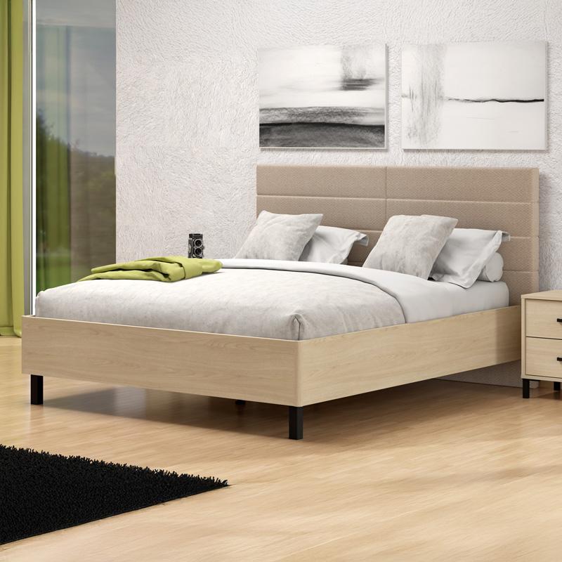 ΔΙΠΛΟ ΚΡΕΒΑΤΙ ARBELA 160 LIGHT PORT OAK ΧΡΩΜΑ ΜΕ ΜΠΕΖ ΥΦΑΣΜΑ 178x214x115εκ