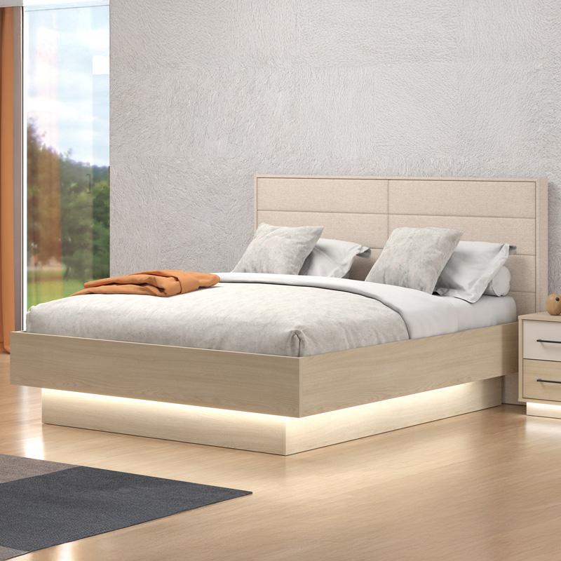 ΔΙΠΛΟ ΚΡΕΒΑΤΙ ARBELA 160 MD LIGHT PORT OAK ΧΡΩΜΑ ΜΕ ΜΠΕΖ ΥΦΑΣΜΑ 178x213x115εκ