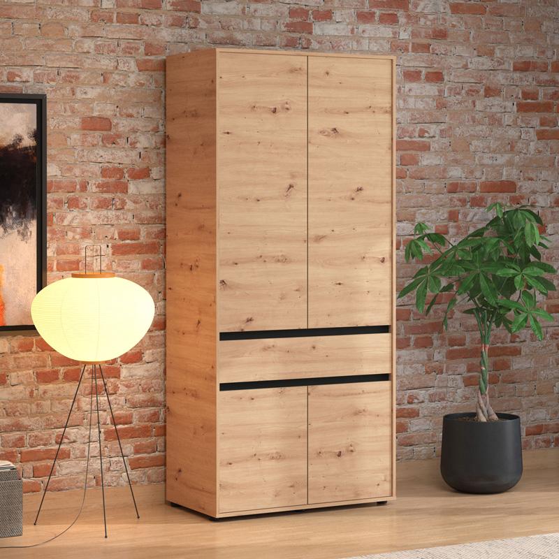 ΝΤΟΥΛΑΠΑ CORBETT 2K1F h211 ARTISAN OAK/ΜΑΥΡΟ ΜΑΤ ΧΡΩΜΑ 93x55x211εκ