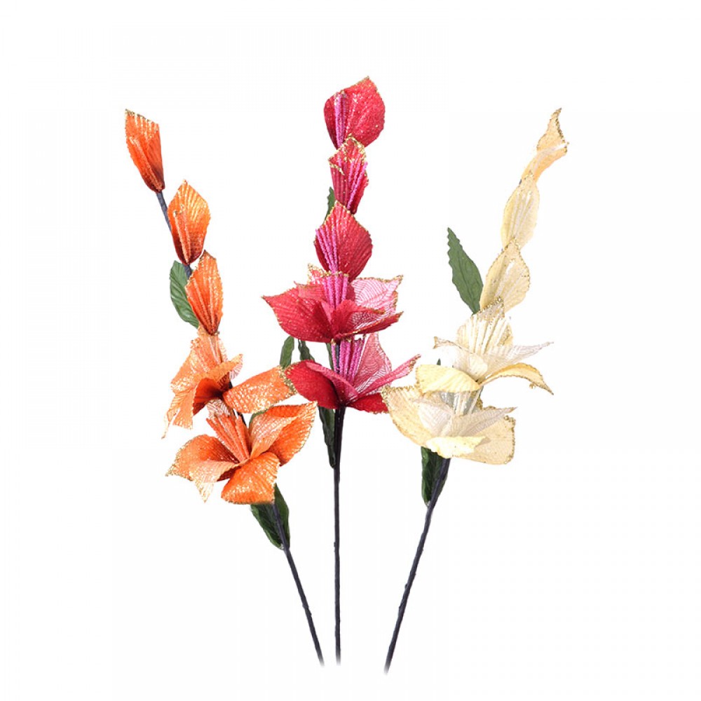 Λουλούδι Fylliana Flower with 2 μπουμπούκια + 3 φύλλα 1/3 Η17-496 Fylliana διάφορα χρώματα bf