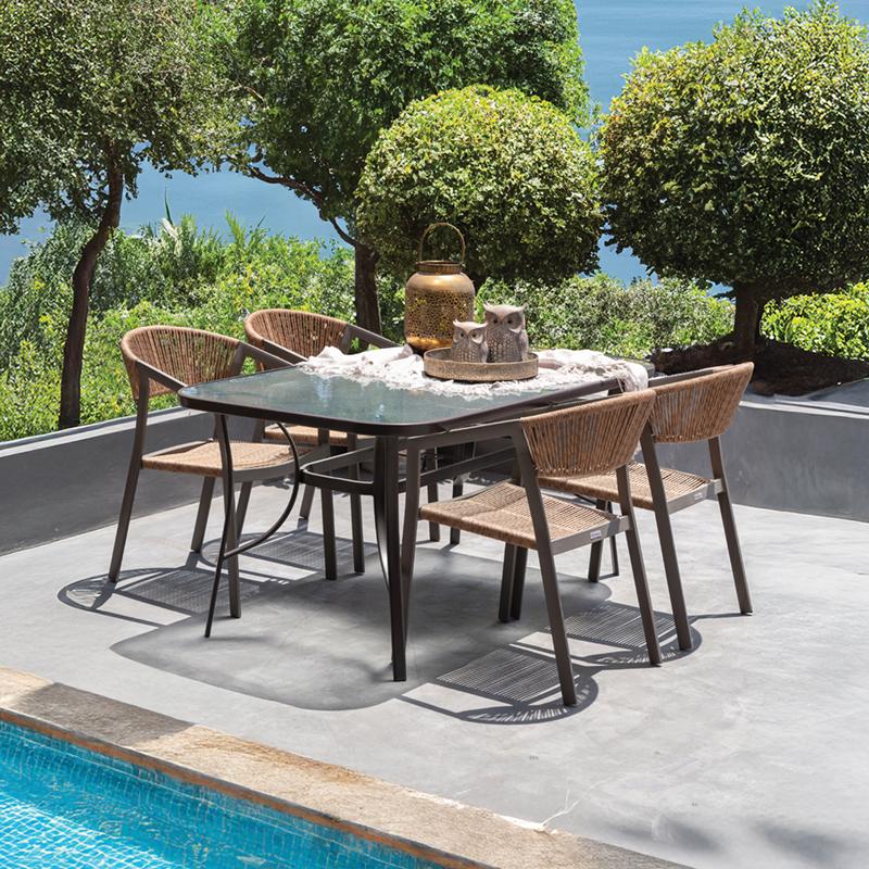 ΤΡΑΠΕΖΙ ΕΞΟΧΗΣ Fylliana STEEL ΚΑΦΕ 140x80x70εκ