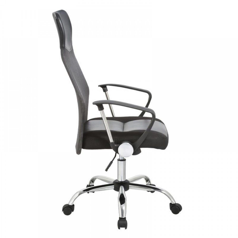 ΚΑΡΕΚΛΑ ΓΡΑΦΕΙΟΥ Fylliana FL4006 ΓΚΡΙ ΠΛΑΤΗ-ΜΑΥΡΟ ΚΑΘΙΣΜΑ 59x60x120εκ