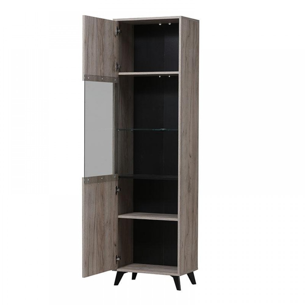 ΒΙΤΡΙΝΑ ΜΟΝΟΦΥΛΛΗ UMBRIA 1K VS GREY OAK-ΜΑΥΡΟ 53x33x191εκ