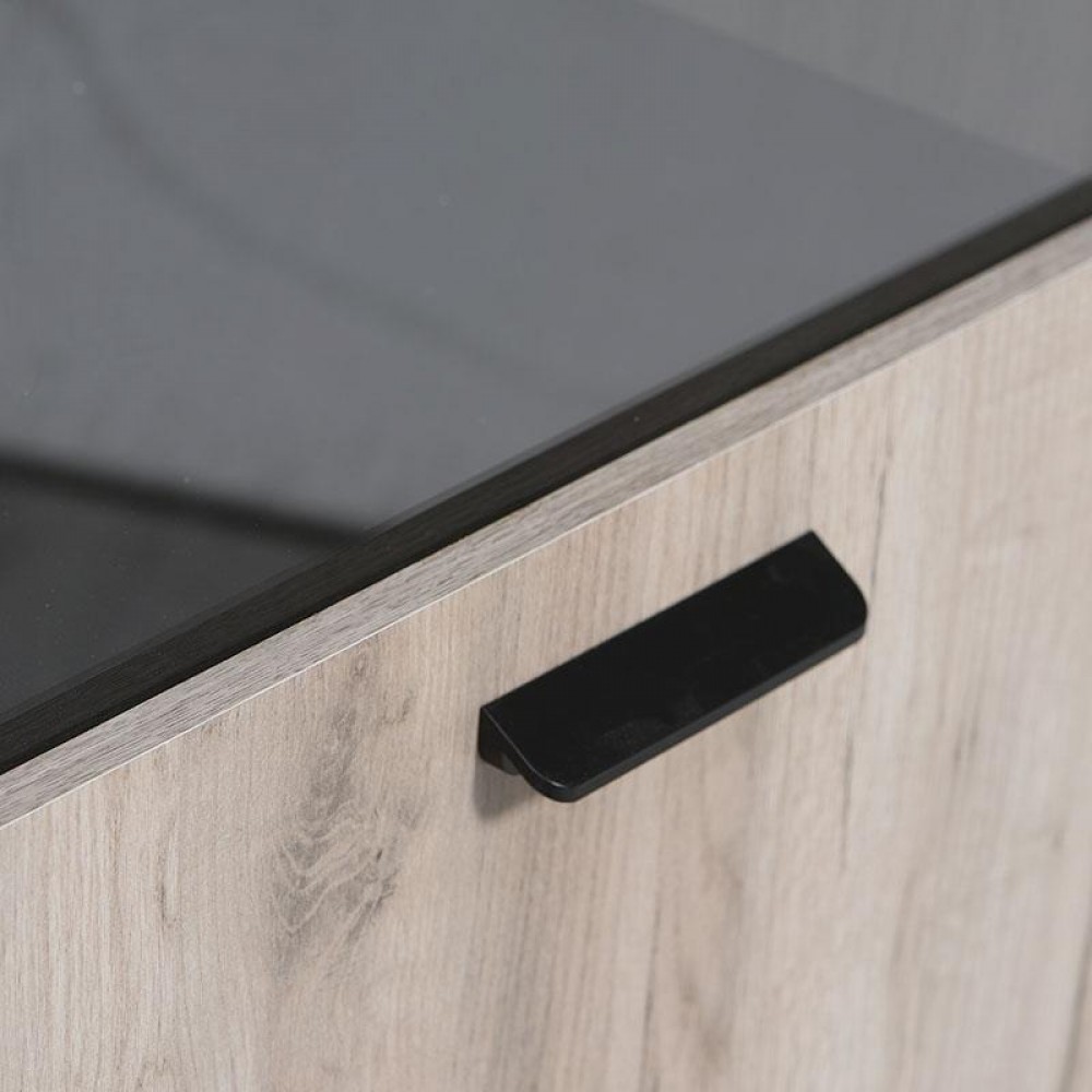 ΒΙΤΡΙΝΑ ΜΟΝΟΦΥΛΛΗ UMBRIA 1K VS GREY OAK-ΜΑΥΡΟ 53x33x191εκ