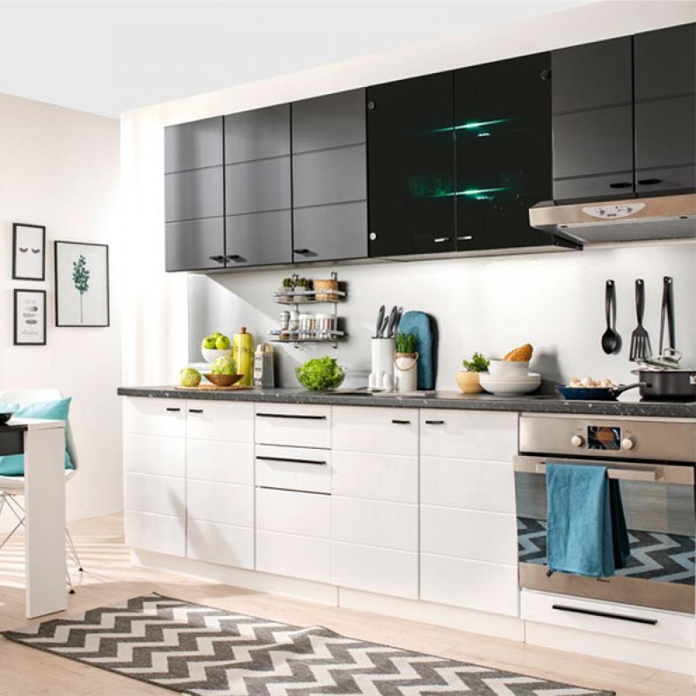 ΝΤΟΥΛΑΠΙ ΚΟΥΖΙΝΑΣ CLAUDIA 60A ΓΚΡΙ CONCRETE-BLACK MATT FOIL 60x30x57εκ