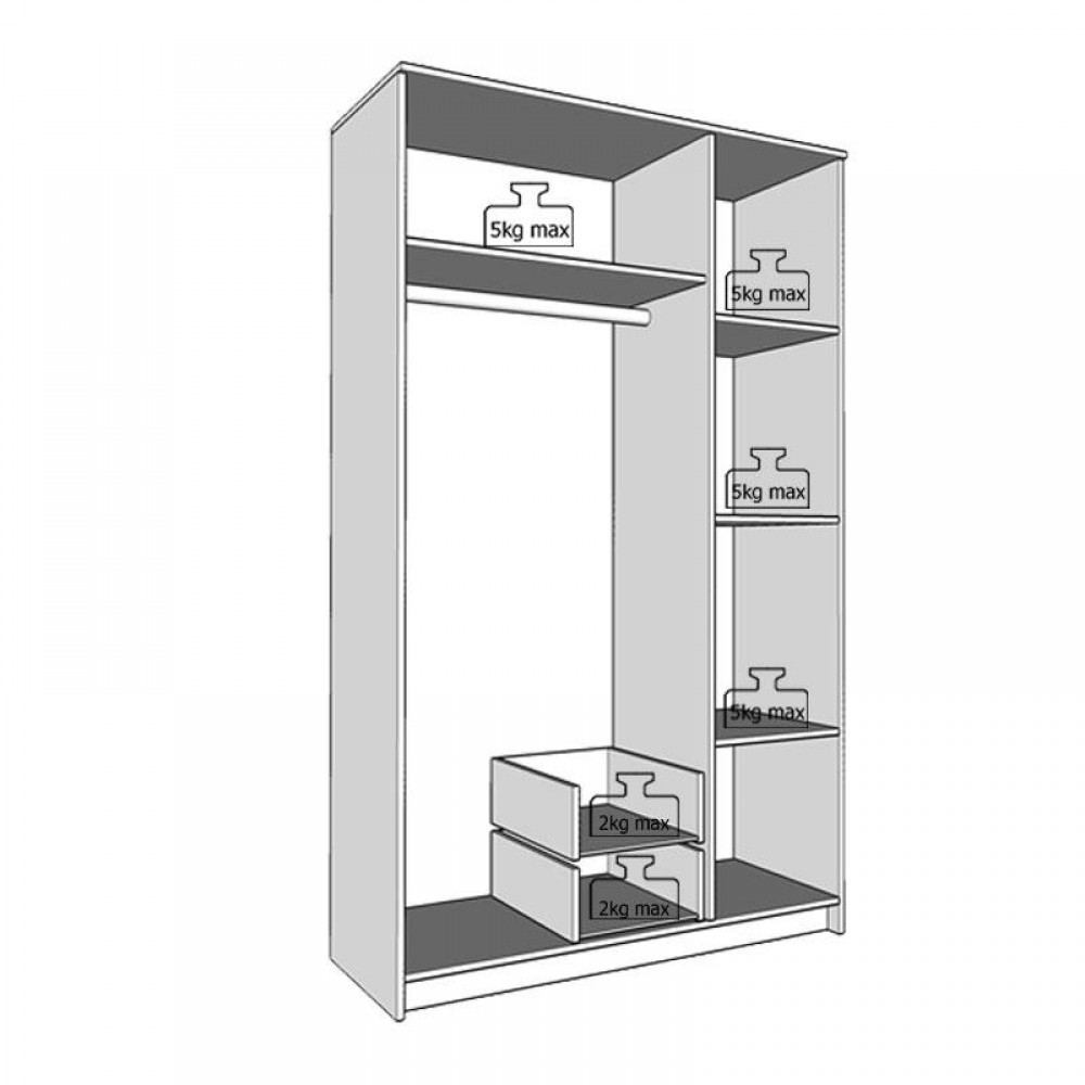 ΝΤΟΥΛΑΠΑ Hana 3Κ2FO GREY OAK 120x52x205εκ