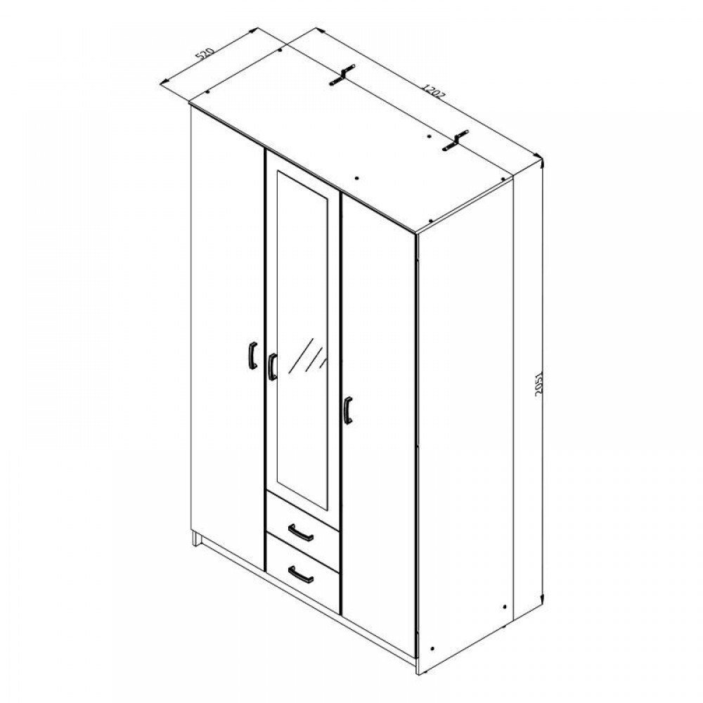 ΝΤΟΥΛΑΠΑ HANA 3K2FO ΛΕΥΚΗ 120x52x205εκ