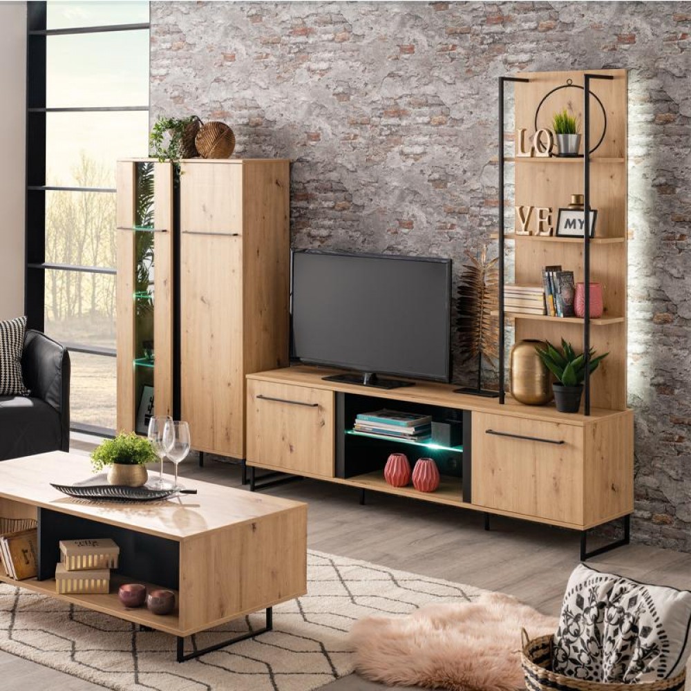 ΡΑΦΙΕΡΑ SARDINIA NP 500 ARTISAN OAK / ΜΑΥΡΟ 50x29.5x137.5εκ