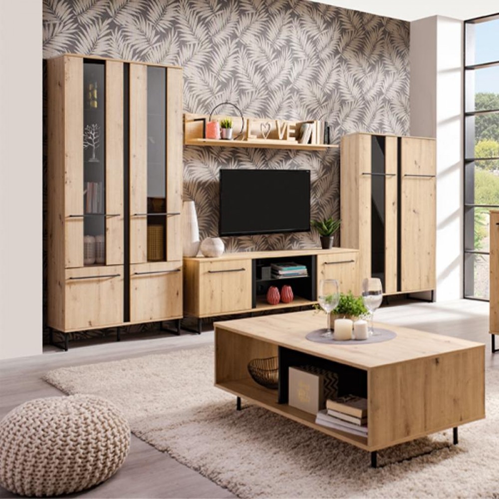 ΒΙΤΡΙΝΑ SARDINIA 2K VS2 ARTISAN OAK / ΜΑΥΡΟ 84.5x35x193.5εκ srd