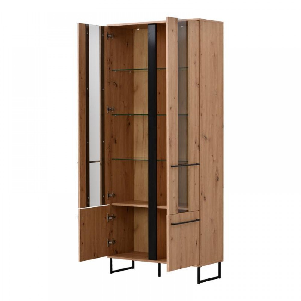 ΒΙΤΡΙΝΑ SARDINIA 2K VS2 ARTISAN OAK / ΜΑΥΡΟ 84.5x35x193.5εκ srd