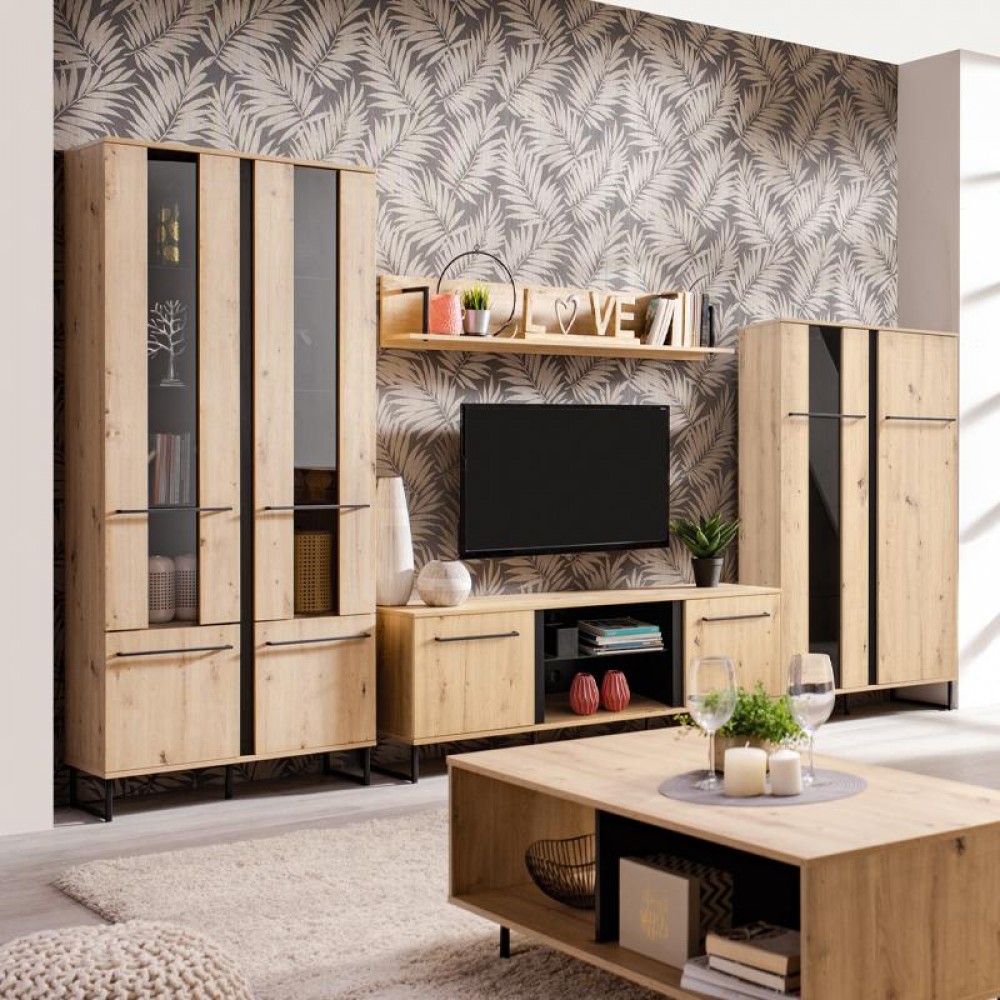 ΡΑΦΙ ΤΟΙΧΟΥ SARDINIA ZP ARTISAN OAK / ΜΑΥΡΟ 137.5x21x24εκ srd