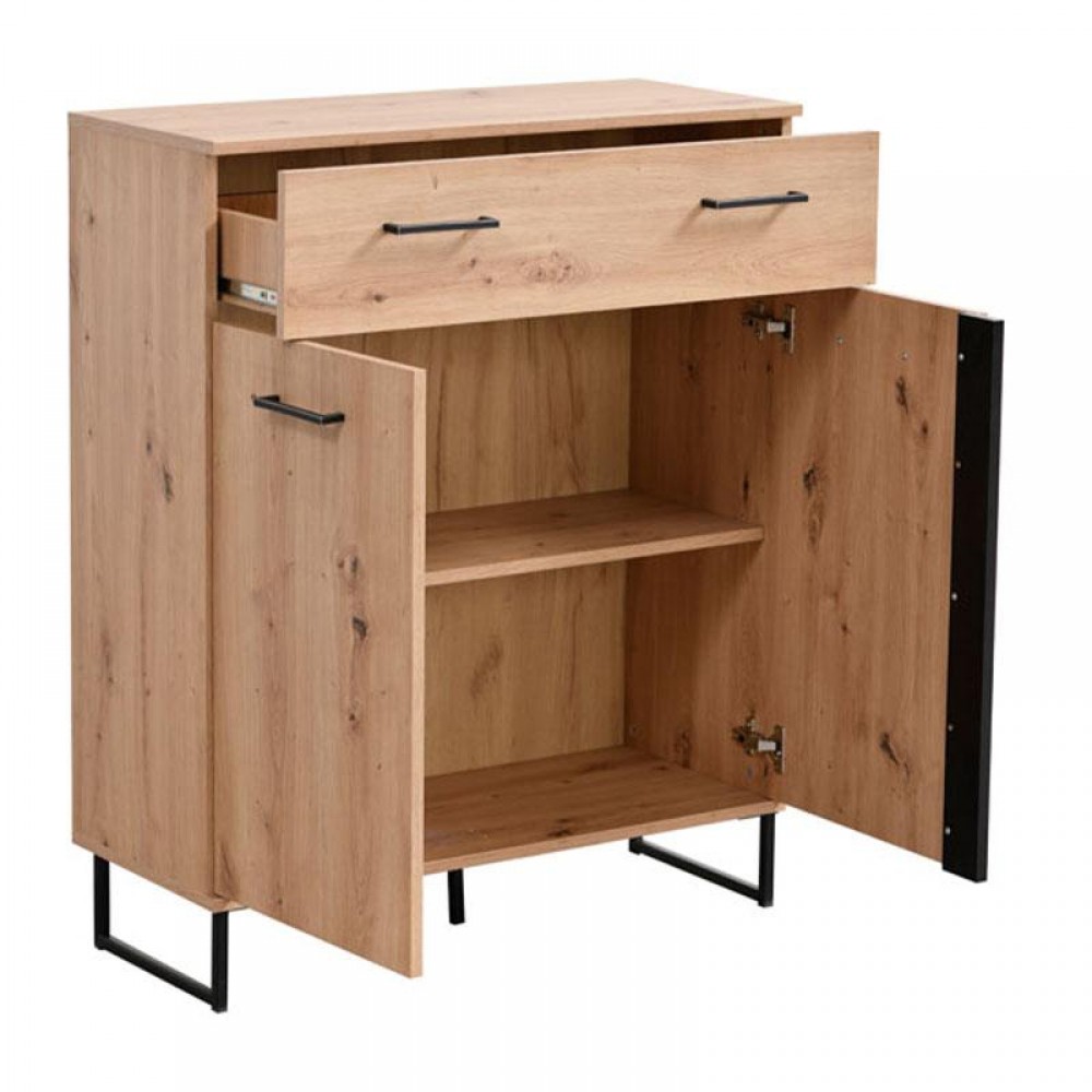 ΚΟΜΟΤΑ-ΜΠΟΥΦΕΣ SARDINIA 2K1F ARTISAN OAK / ΜΑΥΡΟ 84,5x35x103,5εκ