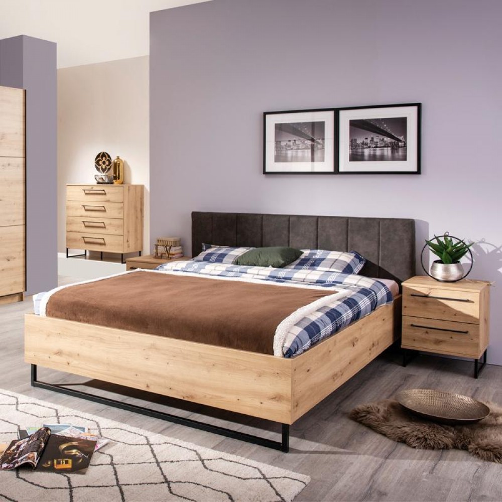ΚΡΕΒΑΤΙ SARDINIA 160 ARTISAN OAK / ΜΑΥΡΟ 177.5x212x94εκ