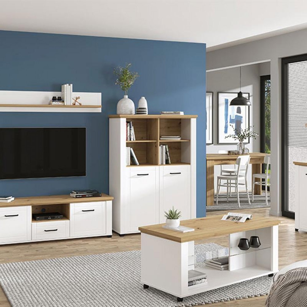ΒΙΤΡΙΝΑ VALENCIA POP 2K ΛΕΥΚΟ-ARTISAN OAΚ-ΛΕΥΚΟ ΜΑΤ ΧΡΩΜΑ 103.5x41x143εκ