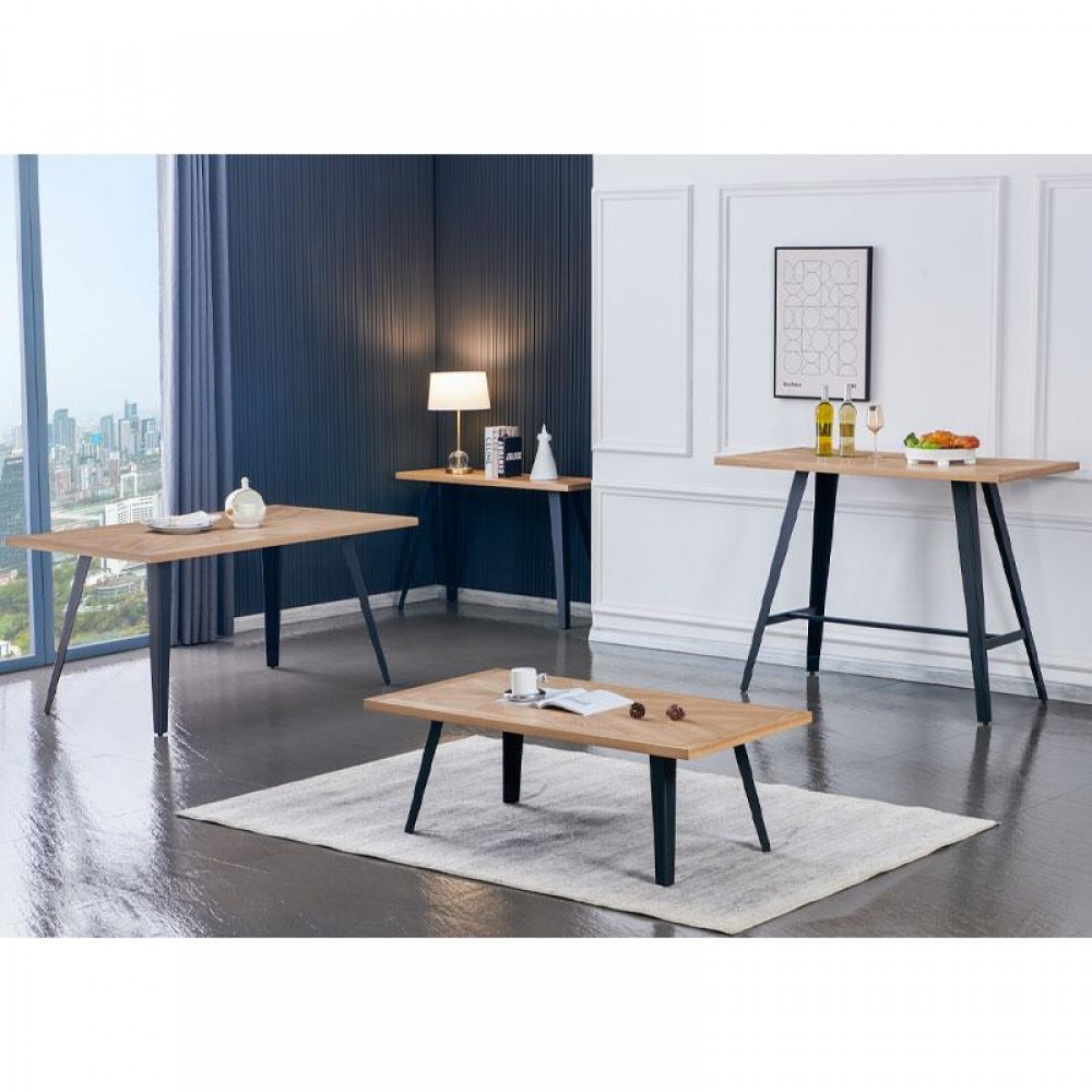 ΤΡΑΠΕΖΙ ΜΠΑΡ Fylliana FL1564 SONOMA MDF ΜΕ ΜΑΥΡΑ ΠΟΔΙΑ 140x70x105εκ