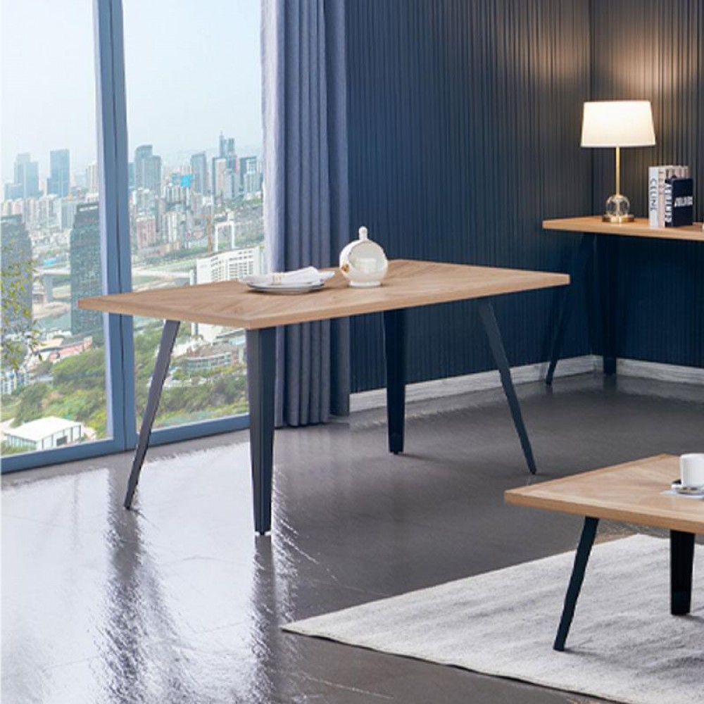 ΤΡΑΠΕΖΙ ΤΡΑΠΕΖΑΡΙΑΣ Fylliana FL1564 SONOMA MDF ΜΕ ΜΑΥΡΑ ΠΟΔΙΑ 180x90x75εκ