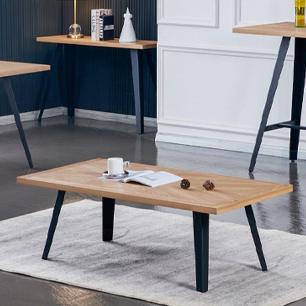 ΤΡΑΠΕΖΑΚΙ ΣΑΛΟΝΙΟΥ Fylliana FL1564 SONOMA MDF ΜΕ ΜΑΥΡΑ ΠΟΔΙΑ 130x70x45εκ