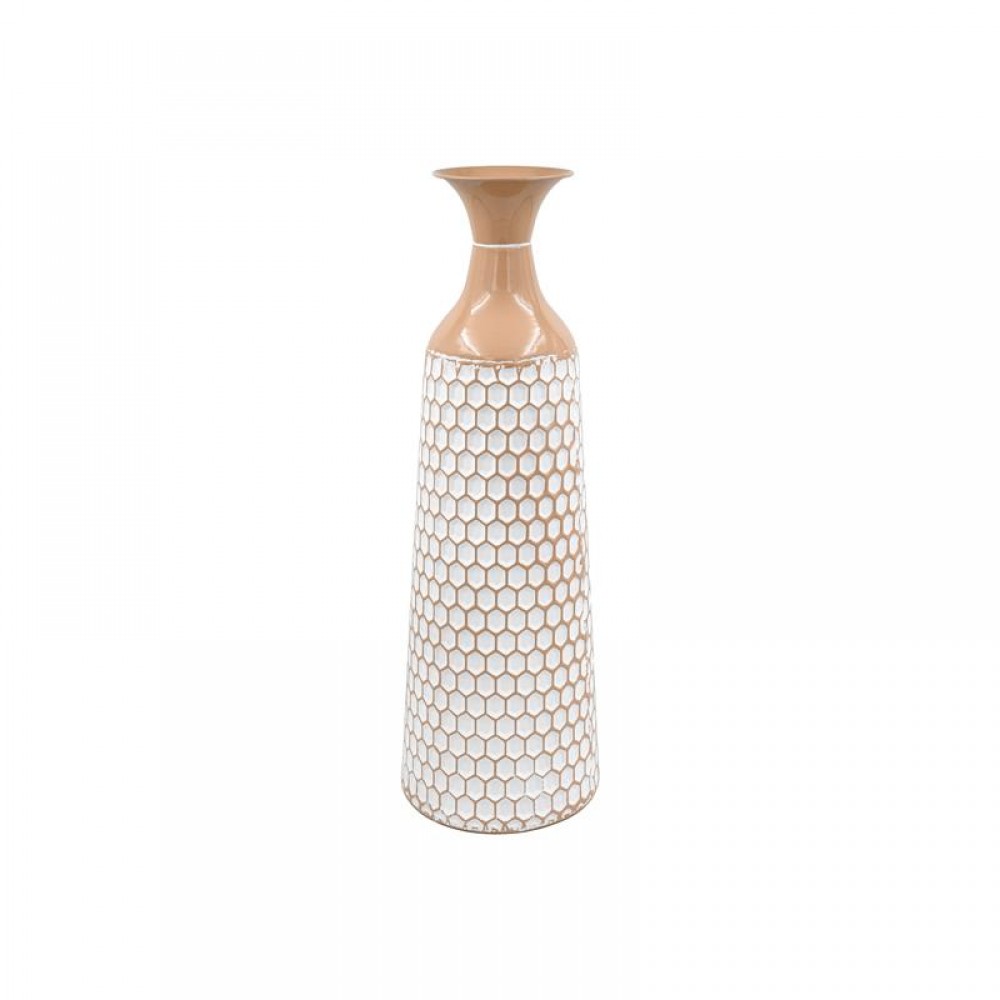 ΜΕΤΑΛΛΙΚΟ ΒΑΖΟ ΔΑΠΕΔΟΥ Fylliana FL362 ΜΠΕΖ-ΛΕΥΚΟ ΧΡΩΜΑ 20x60εκ