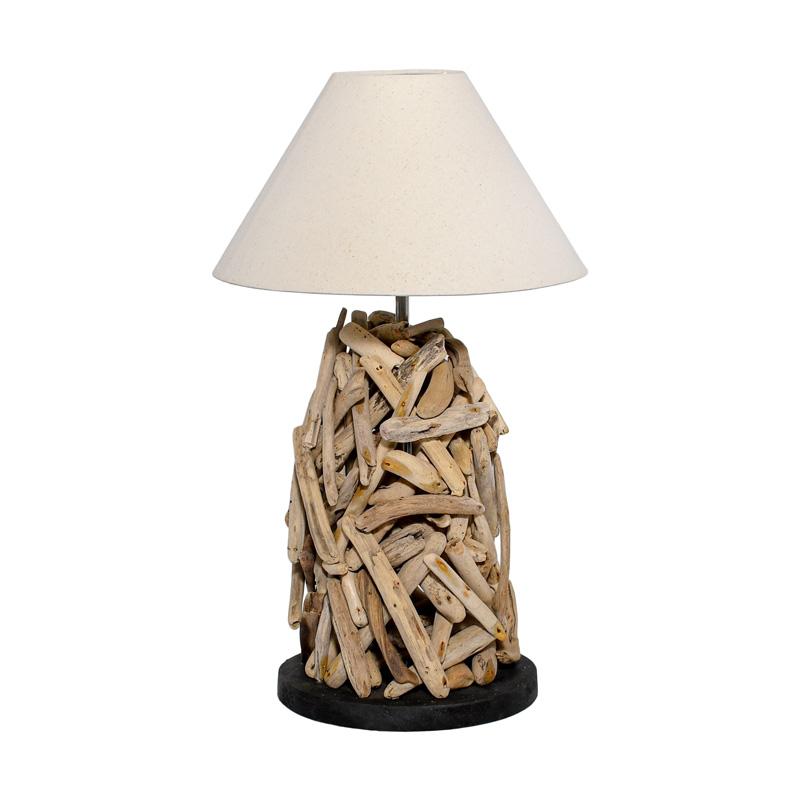 ΕΠΙΤΡΑΠΕΖΙΑ ΛΑΜΠΑ Fylliana KINOZ ΑΠΟ ΘΑΛΑΣΣΟΞΥΛΟ ΧΡΩΜΑ ΜΠΕΖ - ΦΥΣΙΚΟ 25x74εκ E27