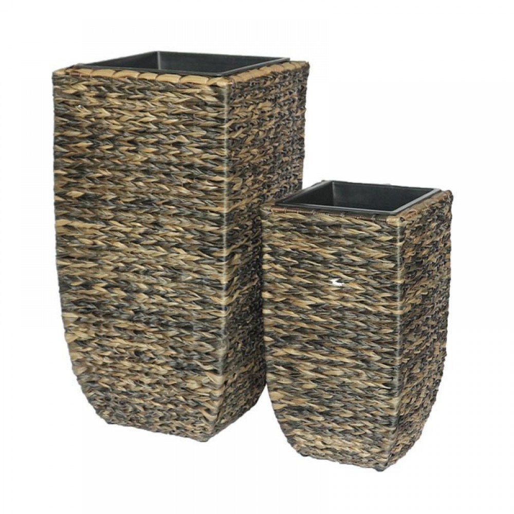 ΣΕΤ ΚΑΣΠΩ 2 ΤΕΜΑΧΙΑ POLY RATTAN  Fylliana FL20219 ΜΠΕΖ-ΚΑΦΕ ΧΡΩΜΑ 39x77εκ & 29χ53ek