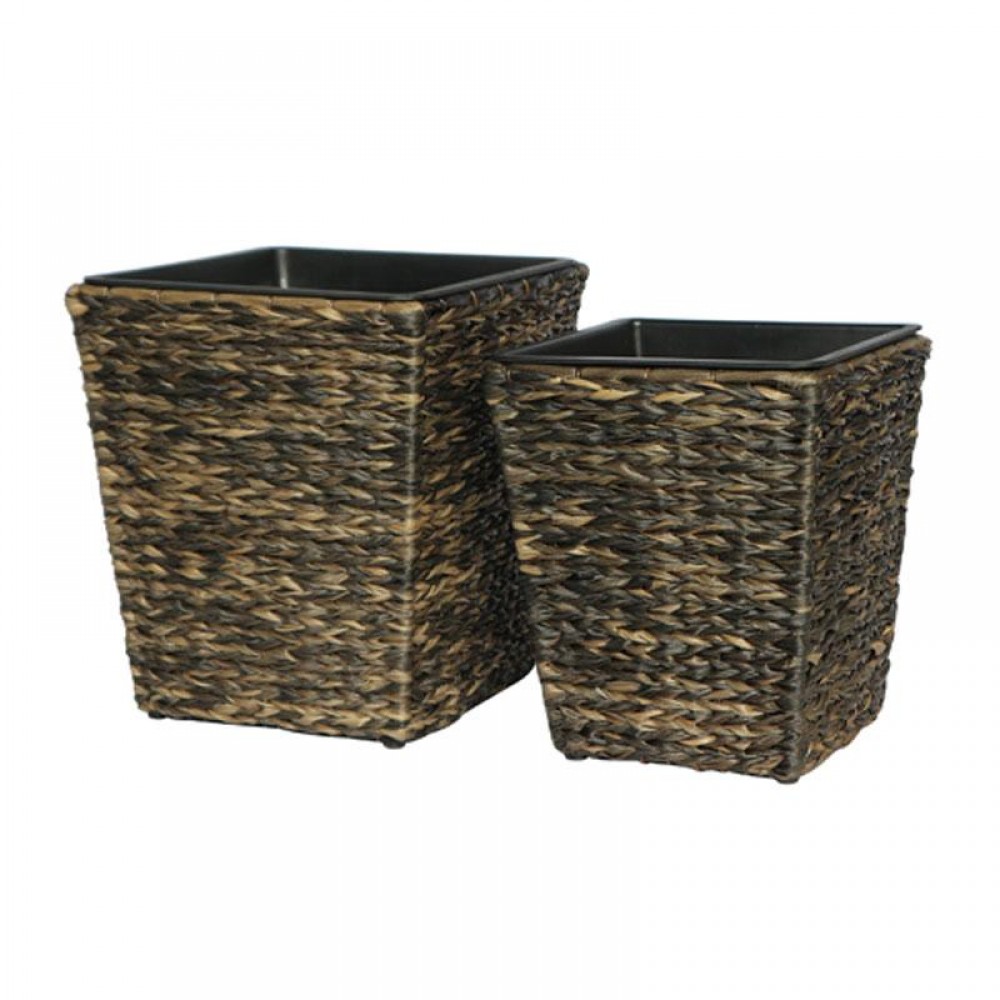 ΣΕΤ ΚΑΣΠΩ 2 ΤΕΜΑΧΙΑ POLY RATTAN  Fylliana FL21587  ΜΠΕΖ-ΚΑΦΕ ΧΡΩΜΑ 36x40εκ & 30x35εκ