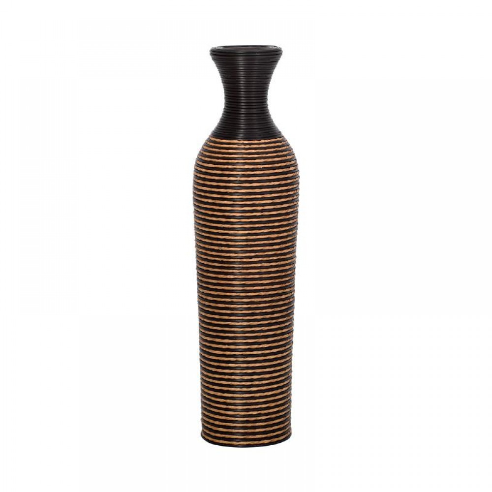 ΔΙΑΚΟΣΜΗΤΙΚΟ ΒΑΖΟ Fylliana FL310 PU RATTAN ΜΑΥΡΟ-ΦΥΣΙΚΟ ΧΡΩΜΑ 70εκ