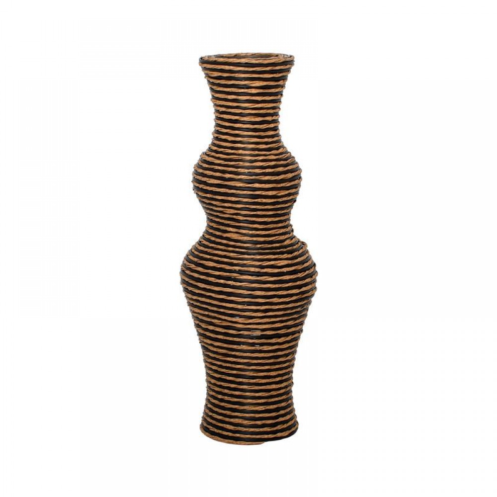 ΔΙΑΚΟΣΜΗΤΙΚΟ ΒΑΖΟ Fylliana FL378 PU RATTAN ΜΑΥΡΟ-ΦΥΣΙΚΟ ΧΡΩΜΑ 60εκ