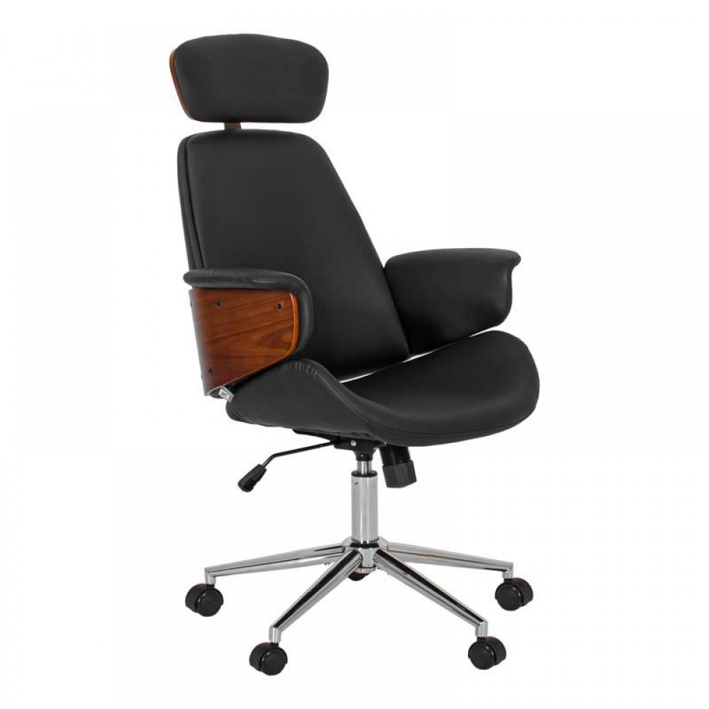 ΚΑΡΕΚΛΑ ΓΡΑΦΕΙΟΥ ΔΙΕΥΘΥΝΤΗ Fylliana FL921 ΜΑΥΡΟ ΤΕΧΝΟΔΕΡΜΑ ΜΕ ΚΑΡΥΔΙ ΞΥΛΟ 68x68x125εκ