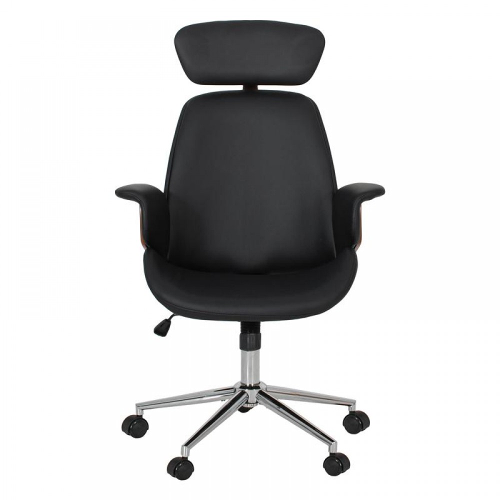 ΚΑΡΕΚΛΑ ΓΡΑΦΕΙΟΥ ΔΙΕΥΘΥΝΤΗ Fylliana FL921 ΜΑΥΡΟ ΤΕΧΝΟΔΕΡΜΑ ΜΕ ΚΑΡΥΔΙ ΞΥΛΟ 68x68x125εκ