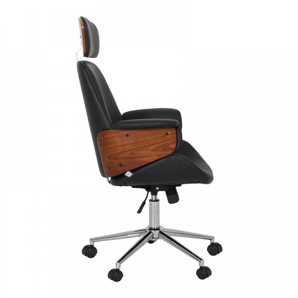 ΚΑΡΕΚΛΑ ΓΡΑΦΕΙΟΥ ΔΙΕΥΘΥΝΤΗ Fylliana FL921 ΜΑΥΡΟ ΤΕΧΝΟΔΕΡΜΑ ΜΕ ΚΑΡΥΔΙ ΞΥΛΟ 68x68x125εκ