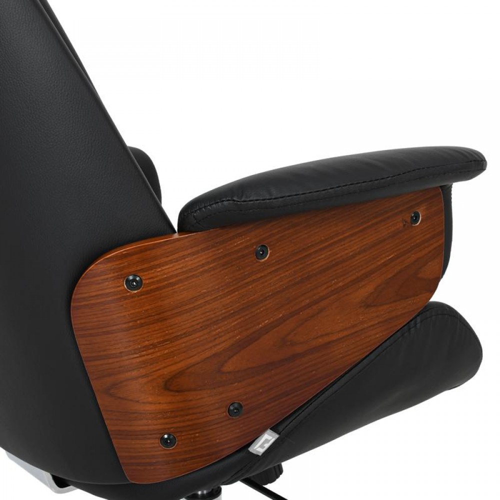 ΚΑΡΕΚΛΑ ΓΡΑΦΕΙΟΥ ΔΙΕΥΘΥΝΤΗ Fylliana FL921 ΜΑΥΡΟ ΤΕΧΝΟΔΕΡΜΑ ΜΕ ΚΑΡΥΔΙ ΞΥΛΟ 68x68x125εκ