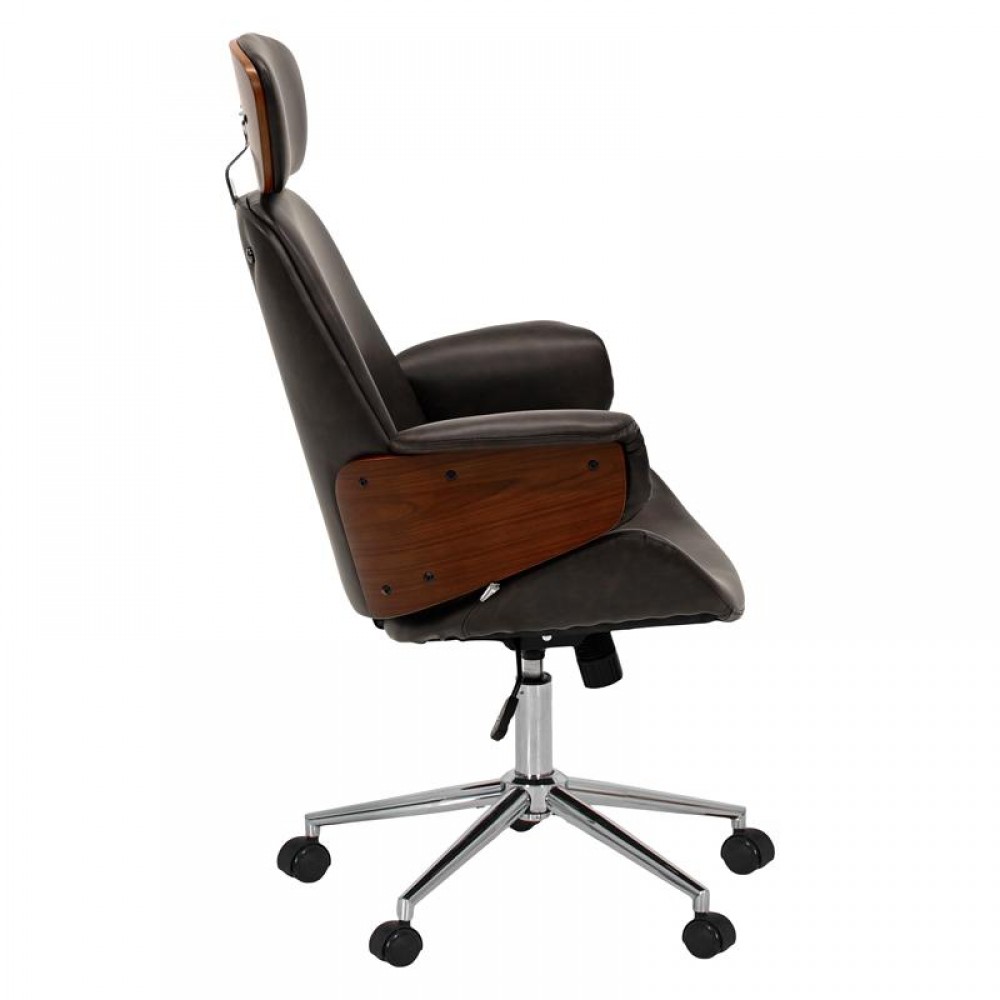 ΚΑΡΕΚΛΑ ΓΡΑΦΕΙΟΥ ΔΙΕΥΘΥΝΤΗ Fylliana FL921 ΚΑΦΕ ΤΕΧΝΟΔΕΡΜΑ ΜΕ ΚΑΡΥΔΙ ΞΥΛΟ 68x68x125εκ