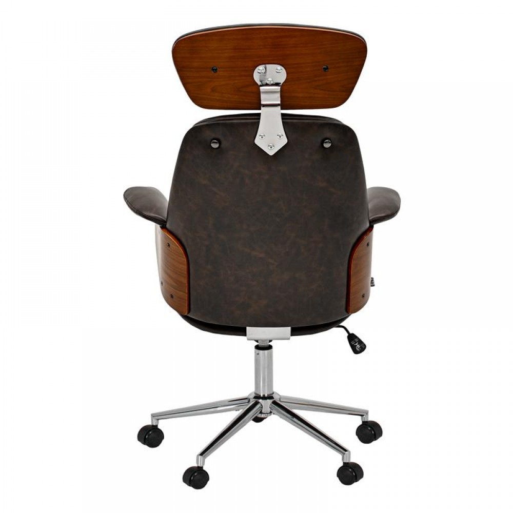 ΚΑΡΕΚΛΑ ΓΡΑΦΕΙΟΥ ΔΙΕΥΘΥΝΤΗ Fylliana FL921 ΚΑΦΕ ΤΕΧΝΟΔΕΡΜΑ ΜΕ ΚΑΡΥΔΙ ΞΥΛΟ 68x68x125εκ