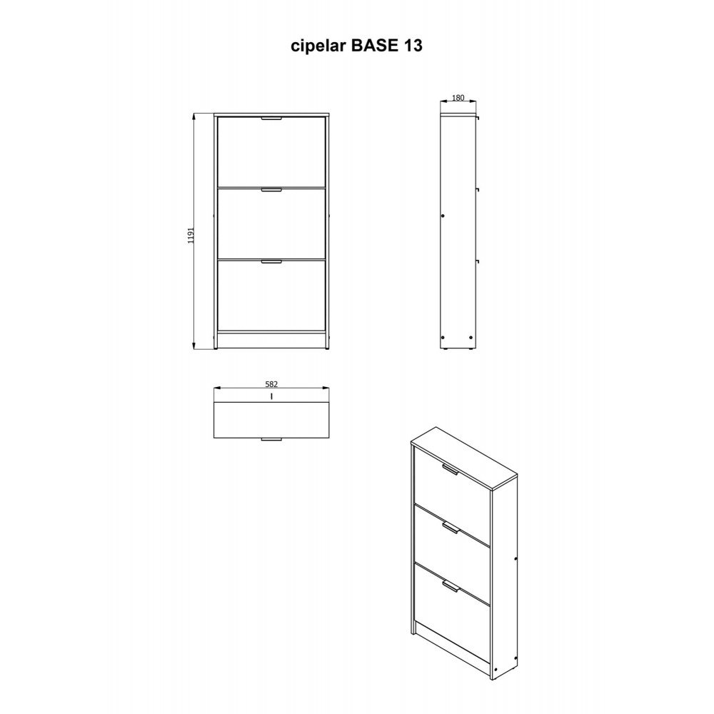 ΠΑΠΟΥΤΣΟΘΗΚΗ Base 13 ARTISAN OAK-ARTISAN OAK ΜΕ ΜΑΥΡΕΣ ΓΡΑΜΜΕΣ-ΜΑΥΡΟ 58x18x119εκ