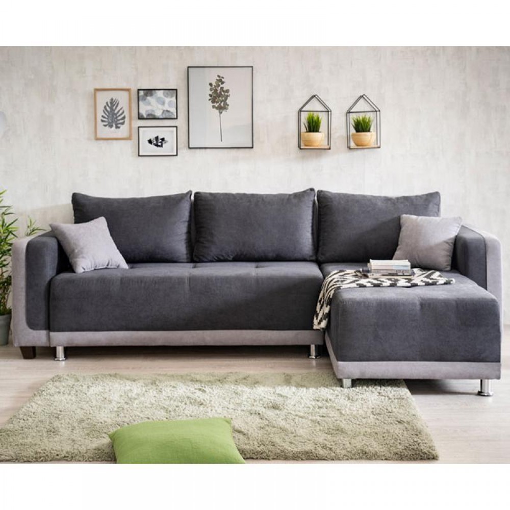 ΓΩΝΙΑΚΟΣ ΚΑΝΑΠΕΣ PRESTON ΣΚΟΥΡΟ ΓΚΡΙ/ΑΝ. ΓΚΡΙ 263x167x83εκ