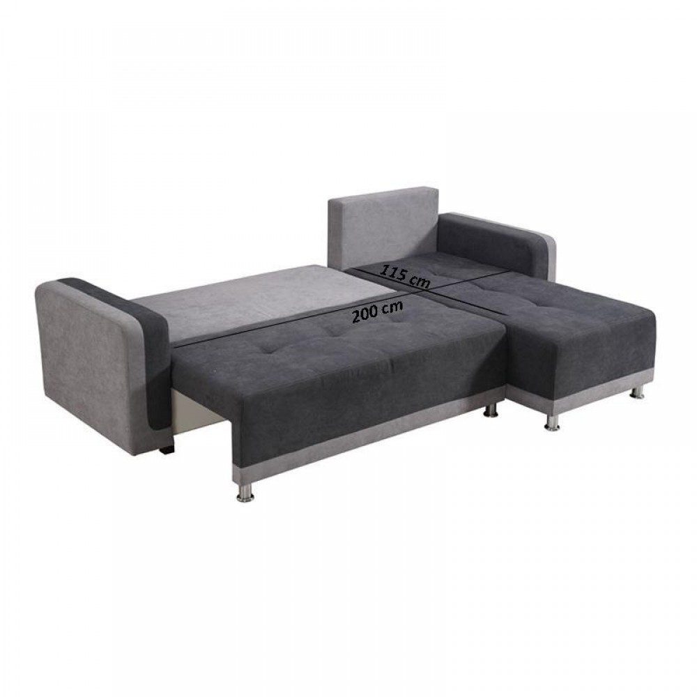 ΓΩΝΙΑΚΟΣ ΚΑΝΑΠΕΣ PRESTON ΣΚΟΥΡΟ ΓΚΡΙ/ΑΝ. ΓΚΡΙ 263x167x83εκ