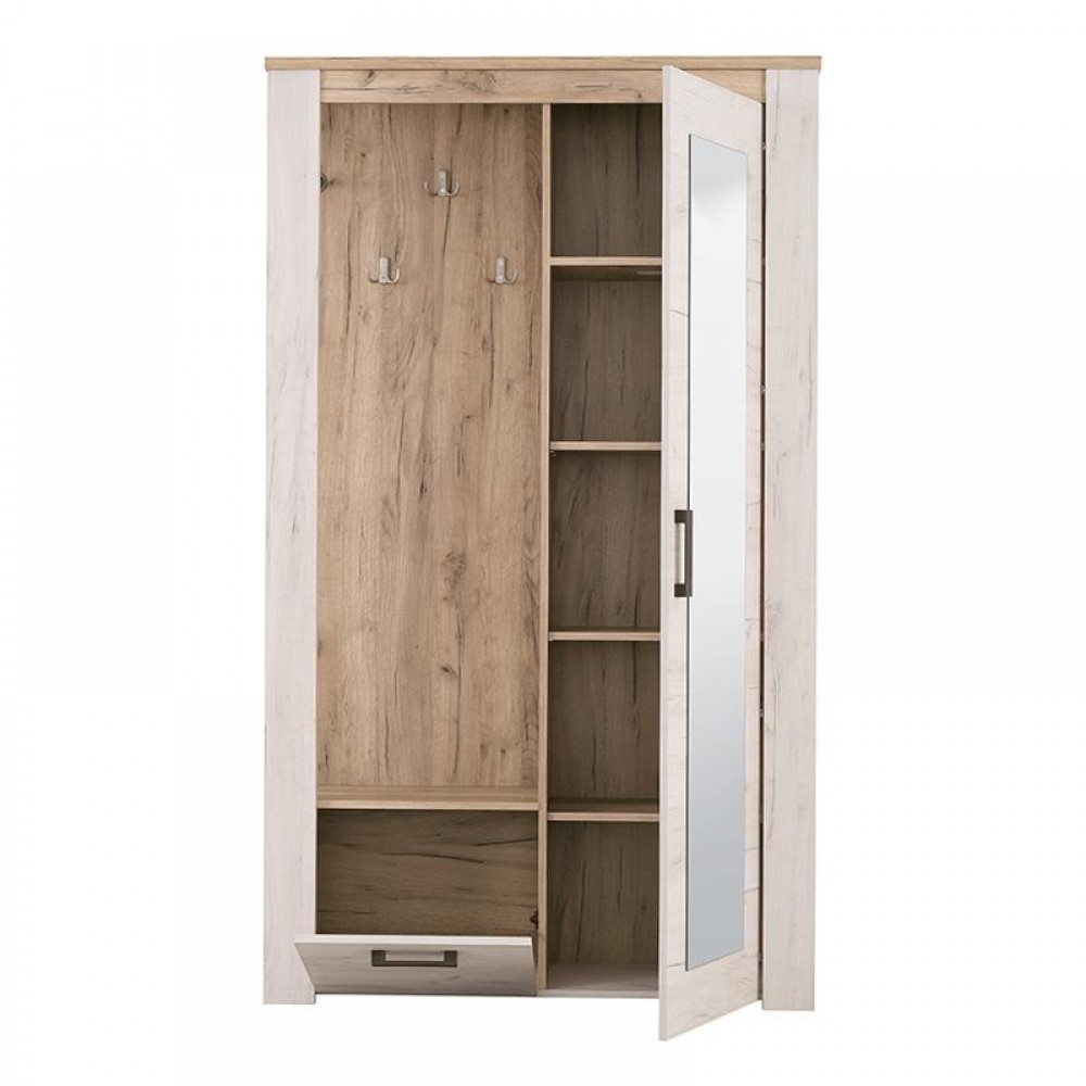 ΕΠΙΠΛΟ ΧΩΛ KENT PS GREY OAK-ΛΕΥΚΟ OAK ΧΡΩΜΑ 114x37x195εκ