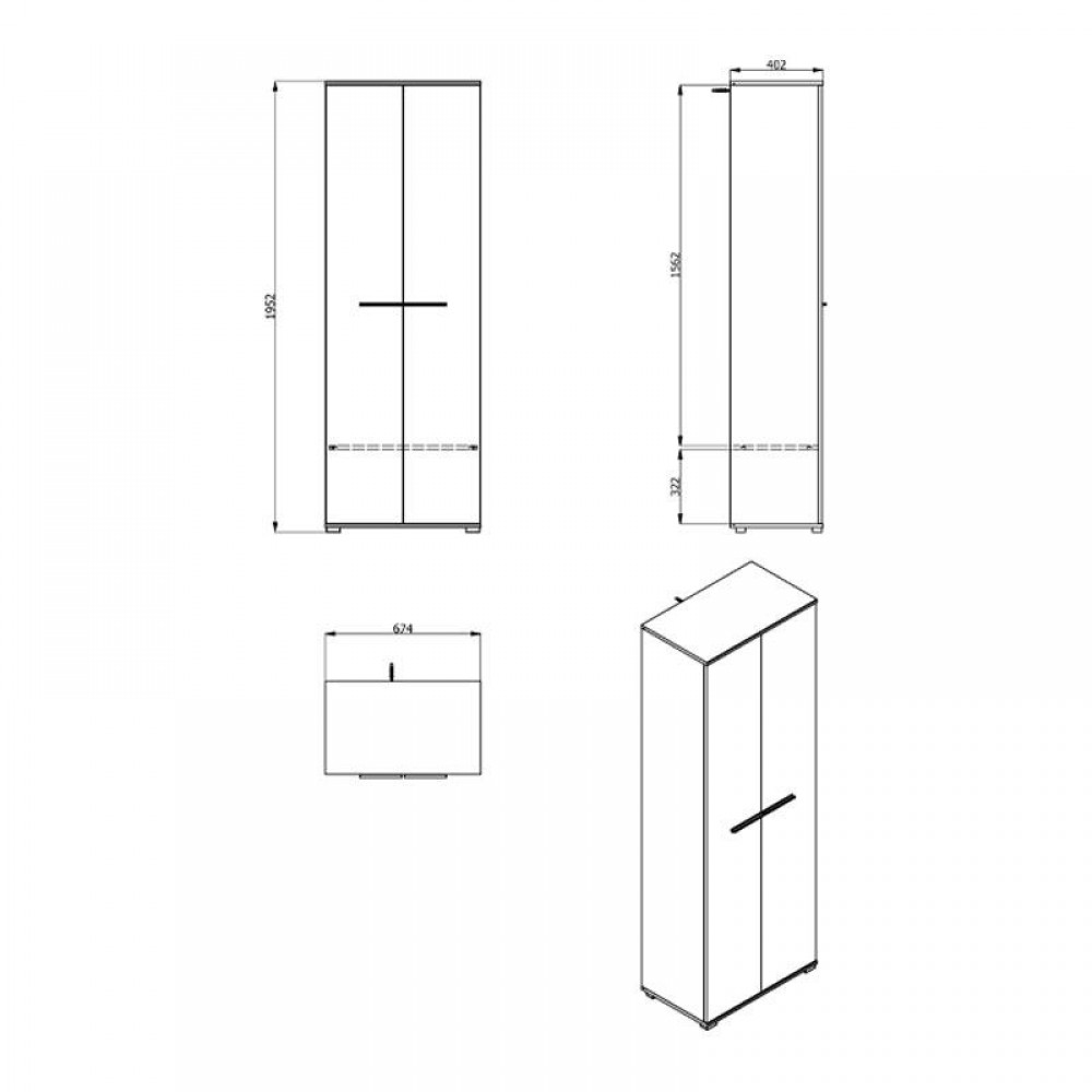 ΕΠΙΠΛΟ ΧΩΛ LORCA GREY OAK / ΜΑΥΡΟ 67x40x195εκ fxtr