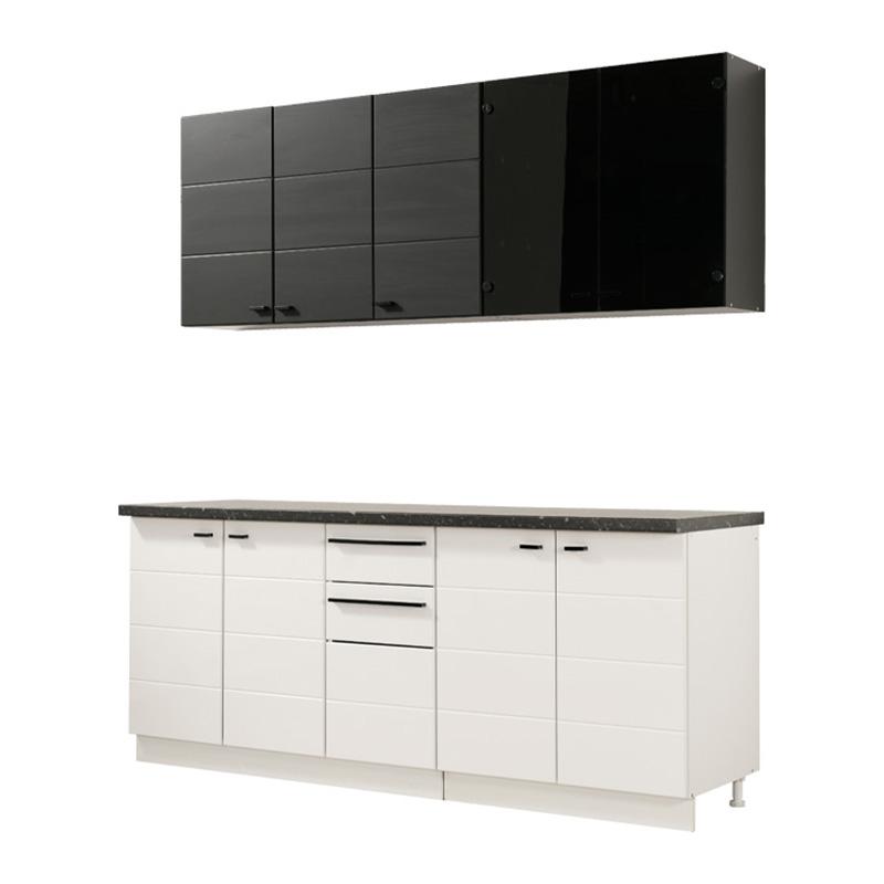 ΚΟΥΖΙΝΑ CLAUDIA 200 ΛΕΥΚΟ-ΜΑΥΡΟ-BLACK MATT FOIL-ΓΚΡΙ CONCRETE-ΜΑΥΡΟ ΓΥΑΛΙ 200x51/31x200εκ