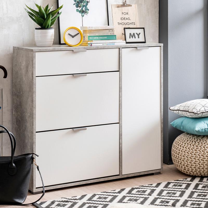 ΠΑΠΟΥΤΣΟΘΗΚΗ ARCO 2 ΓΚΡΙ CONCRETE-ΛΕΥΚΟ 102x33x94,5εκ