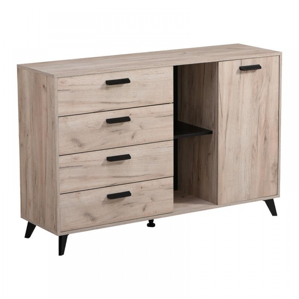 ΚΟΜΟΤΑ-ΜΠΟΥΦΕΣ UMBRIA 3K4F GREY OAK-ΜΑΥΡΟ 137x40x90εκ