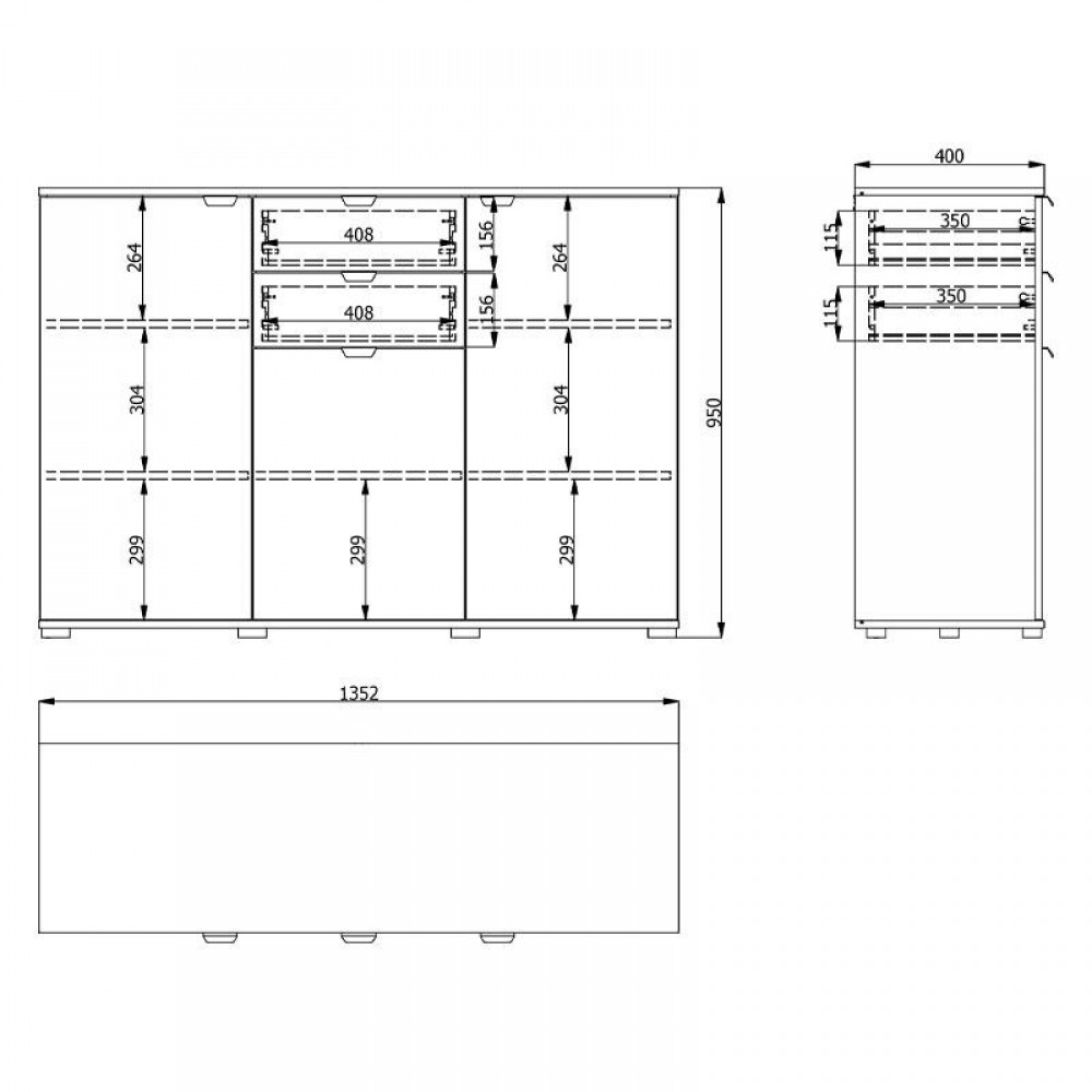 ΚΟΜΟΤΑ-ΜΠΟΥΦΕΣ DUERO 3K2F ARTISAN OAK 135x40x95εκ
